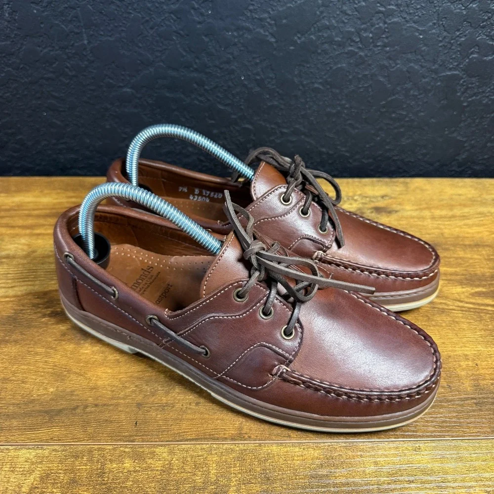 Allen Edmonds Eastport 43504 Brown Leather Boat Shoes Mens 7.5 D
